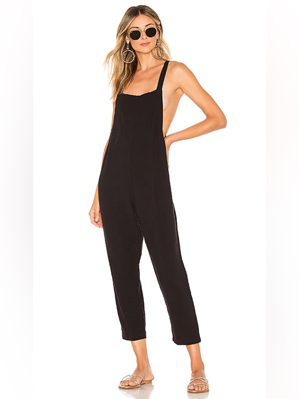 Mikoh Sayama Cotton Jumpsuit Black Cross Back Wide Leg XS